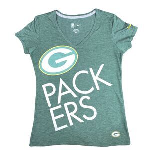 Nike NFL Team Apparel Womens T Shirt Top Green Bay Packers Football Green Medium